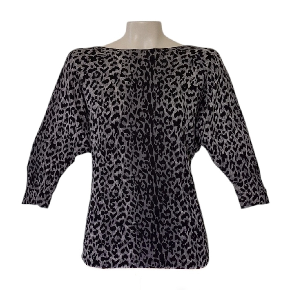 The Limited Gray and Black Leopard Animal Print Sweater Going Out Clubbing Y2K